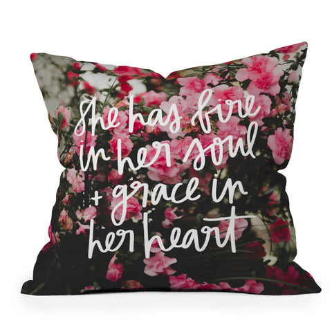 Chelcey Tate Grace In Her Heart Floral Outdoor Throw Pillow