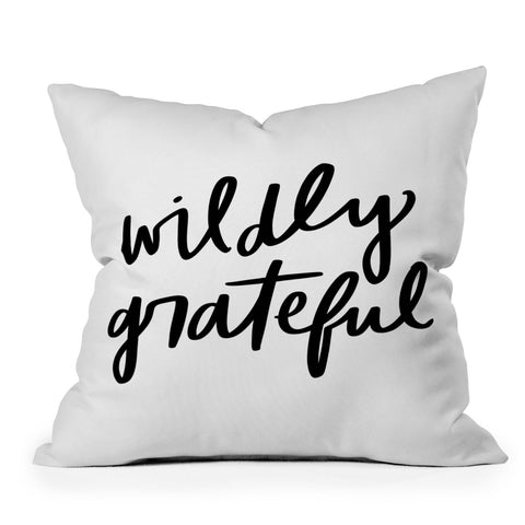 Chelcey Tate Wildly Grateful BW Outdoor Throw Pillow