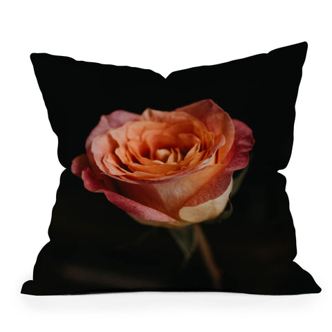 Chelsea Victoria Black Rose Outdoor Throw Pillow