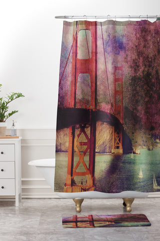 Chelsea Victoria Golden Gate Stars Shower Curtain And Mat