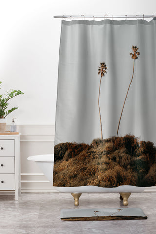 Chelsea Victoria Malibu Palm Tree Pair Shower Curtain And Mat