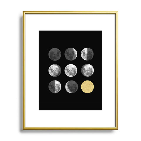Chelsea Victoria Moon Phases and The Gold Sun Metal Framed Art Print