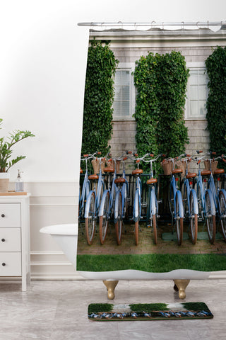 Chelsea Victoria Nantucket Bike Path Shower Curtain And Mat
