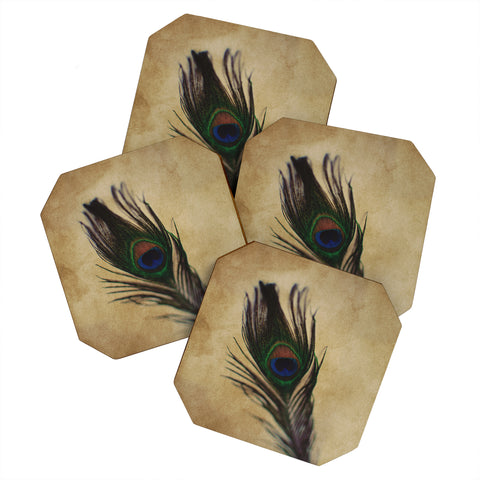 Chelsea Victoria Peacock Feather 2 Coaster Set