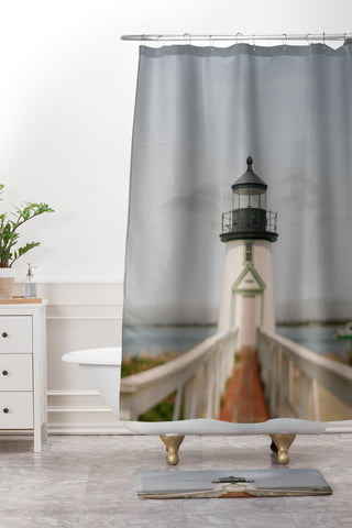 Chelsea Victoria The Lighthouse in Nantucket Shower Curtain And Mat