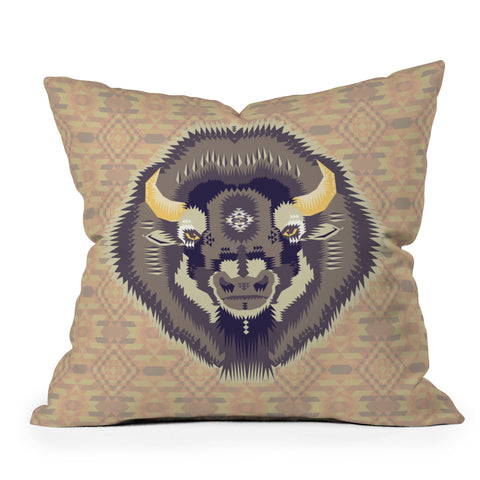 Chobopop Geometric Bison 1 Outdoor Throw Pillow