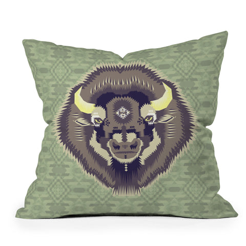 Chobopop Geometric Bison 2 Outdoor Throw Pillow