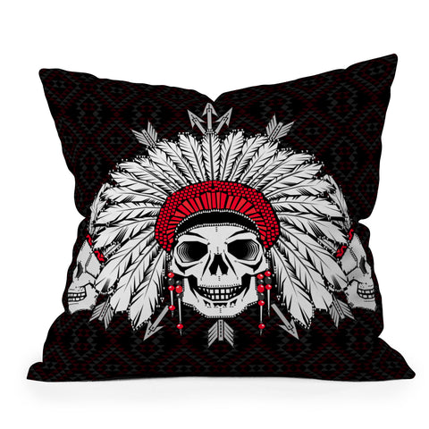 Chobopop Geometric Indian Skull Outdoor Throw Pillow
