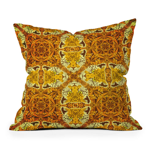 Chobopop Golden Panther Pattern Outdoor Throw Pillow