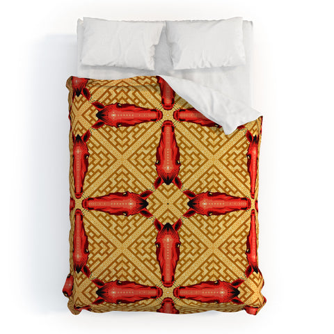 Chobopop Horse Pattern Red Duvet Cover