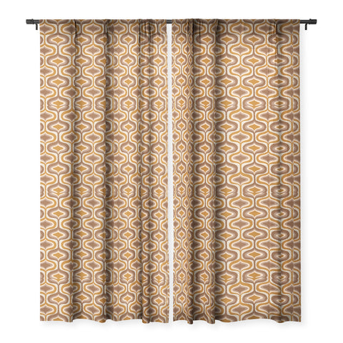 ChrissyInk 70s mod fabric repeat orange Sheer Window Curtain