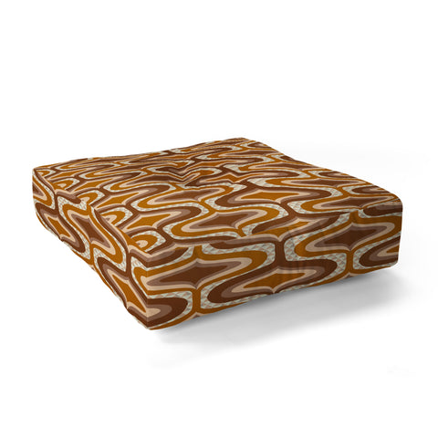ChrissyInk 70s mod fabric repeat orange Floor Pillow Square