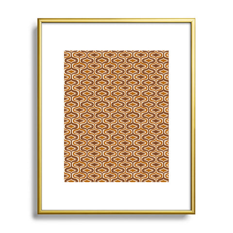 ChrissyInk 70s mod fabric repeat orange Metal Framed Art Print