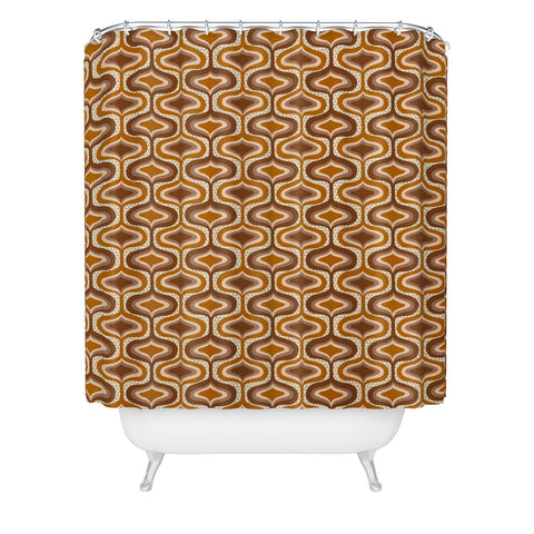 ChrissyInk 70s mod fabric repeat orange Shower Curtain