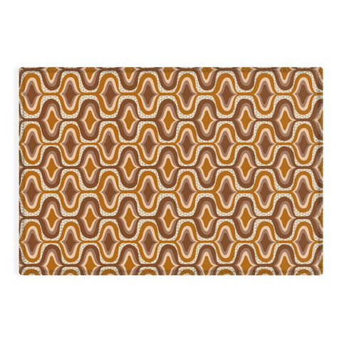 ChrissyInk 70s mod fabric repeat orange Outdoor Rug