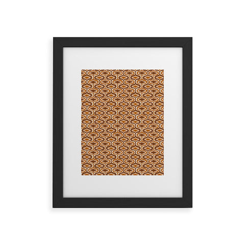 ChrissyInk 70s mod fabric repeat orange Framed Art Print