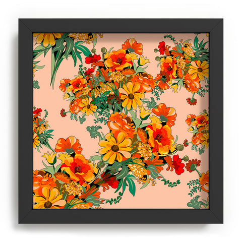 ChrissyInk 70s Pastel Floral on pink Recessed Framing Square