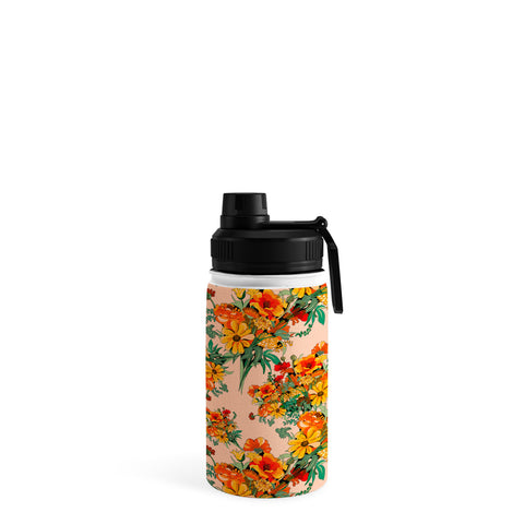 ChrissyInk 70s Pastel Floral on pink Water Bottle