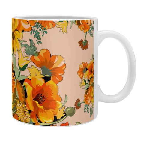 ChrissyInk 70s Pastel Floral on pink Coffee Mug
