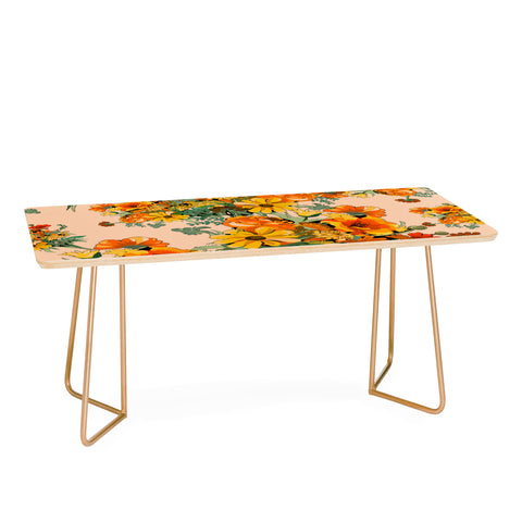 ChrissyInk 70s Pastel Floral on pink Coffee Table