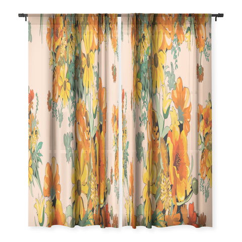 ChrissyInk 70s Pastel Floral on pink Sheer Non Repeat