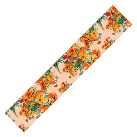 ChrissyInk 70s Pastel Floral on pink Table Runner