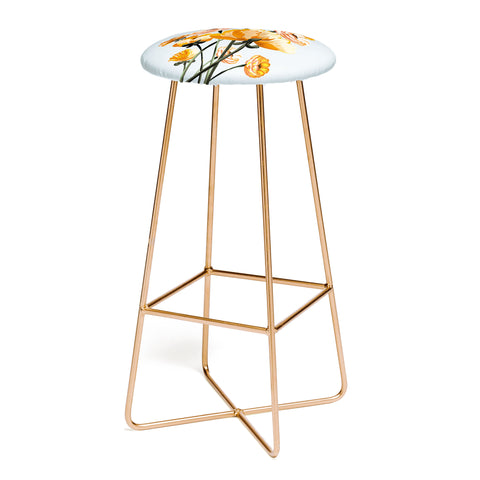 ChrissyInk California poppies spring Bar Stool