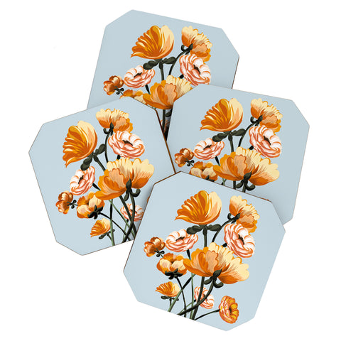 ChrissyInk California poppies spring Coaster Set