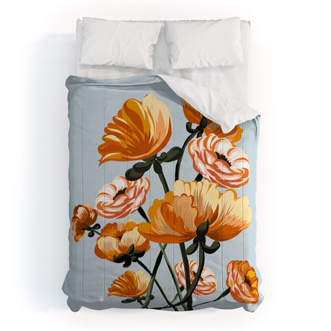 ChrissyInk California poppies spring Comforter