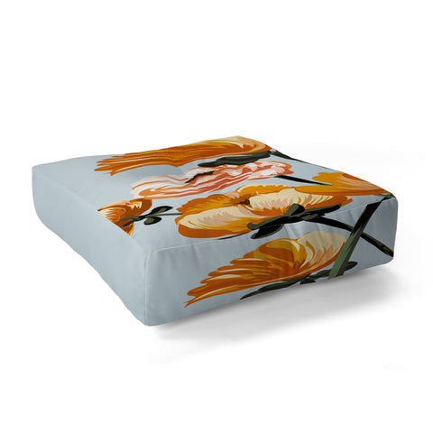 ChrissyInk California poppies spring Floor Pillow Square