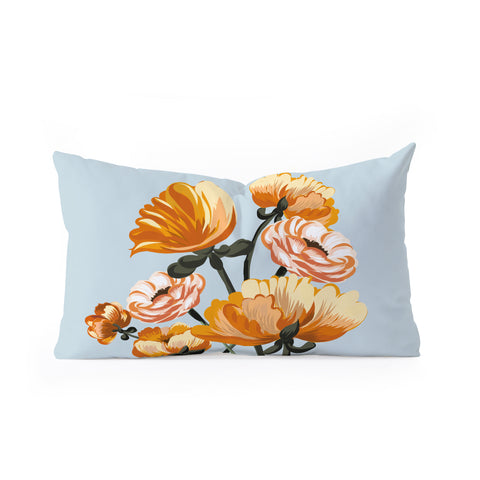 ChrissyInk California poppies spring Oblong Throw Pillow
