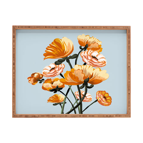 ChrissyInk California poppies spring Rectangular Tray