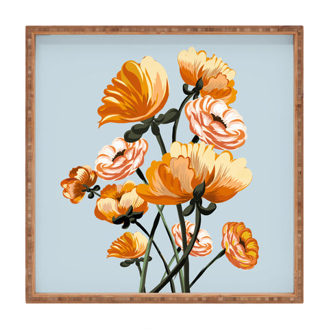 ChrissyInk California poppies spring Square Tray