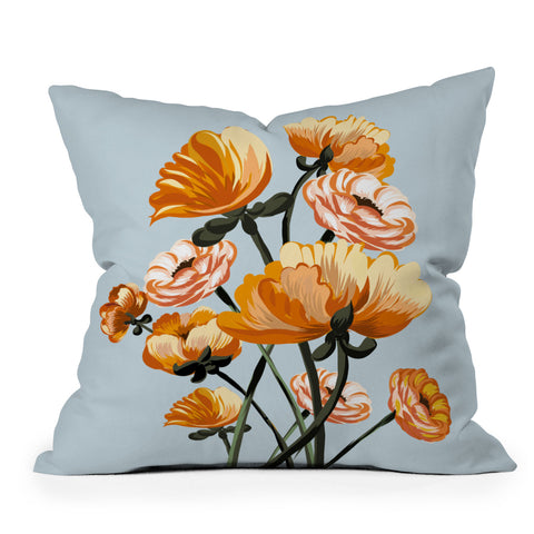 ChrissyInk California poppies spring Outdoor Throw Pillow