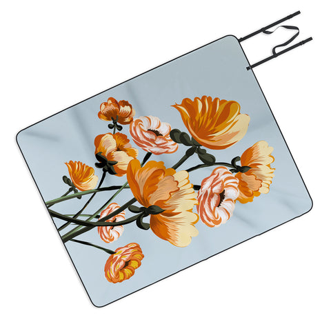 ChrissyInk California poppies spring Picnic Blanket