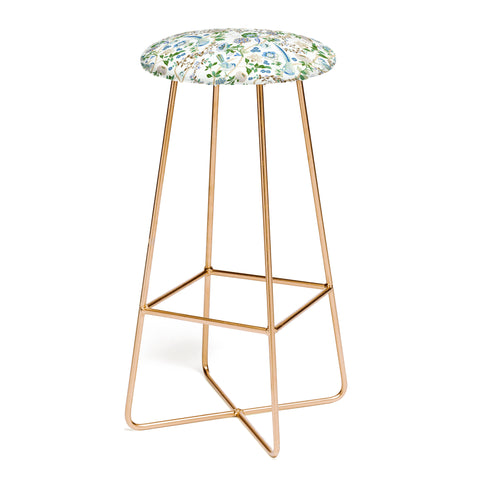 ChrissyInk Chinoiserie birds peacock Bar Stool