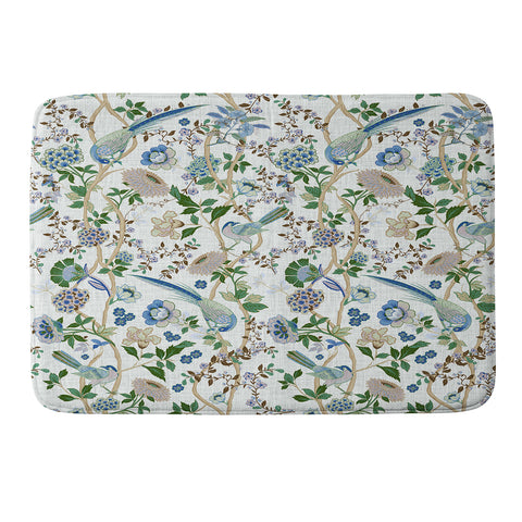 ChrissyInk Chinoiserie birds peacock Memory Foam Bath Mat
