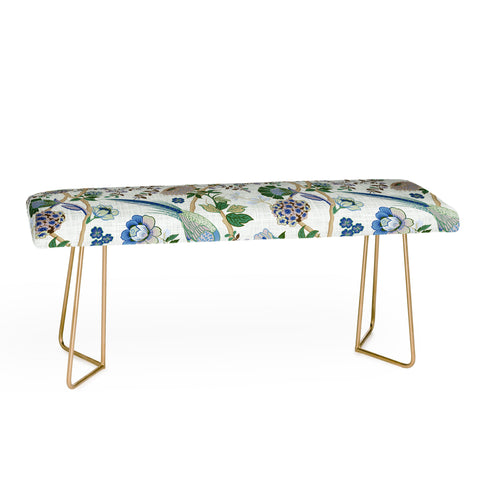 ChrissyInk Chinoiserie birds peacock Bench