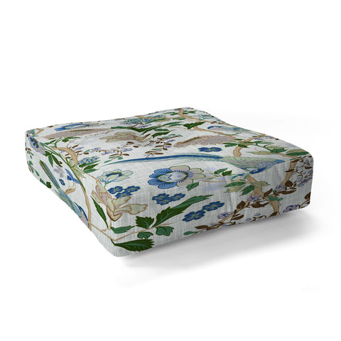 ChrissyInk Chinoiserie birds peacock Floor Pillow Square
