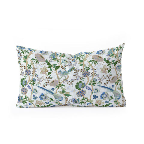 ChrissyInk Chinoiserie birds peacock Oblong Throw Pillow