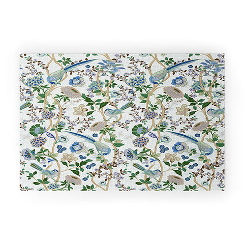 ChrissyInk Chinoiserie birds peacock Welcome Mat