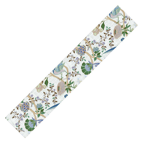 ChrissyInk Chinoiserie birds peacock Table Runner