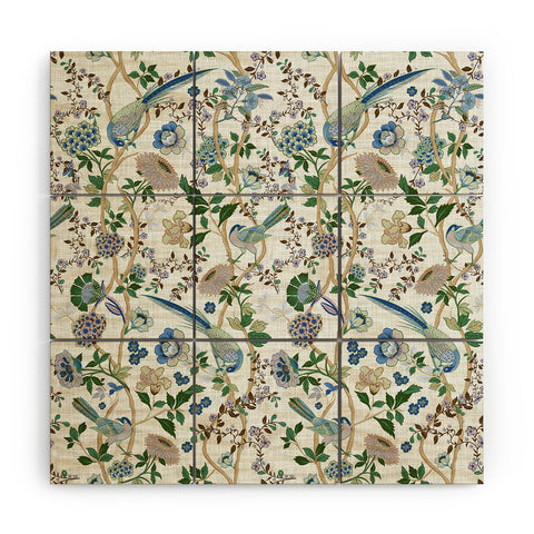 ChrissyInk Chinoiserie birds peacock Wood Wall Mural