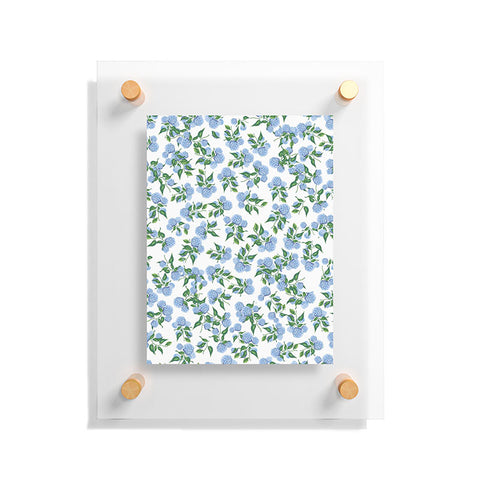 ChrissyInk Hydrangea blue flowers botanicals Floating Acrylic Print