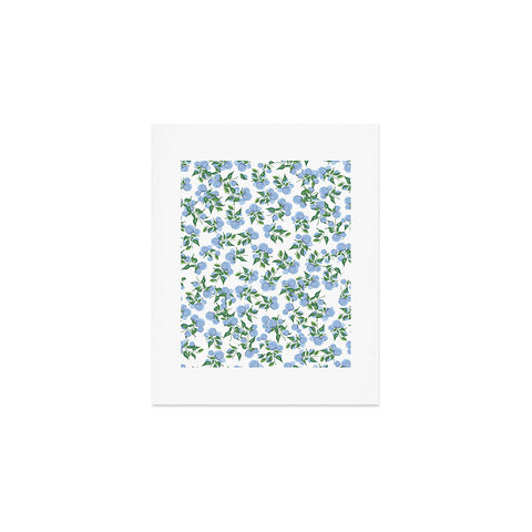 ChrissyInk Hydrangea blue flowers botanicals Art Print