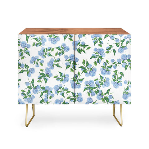 ChrissyInk Hydrangea blue flowers botanicals Credenza