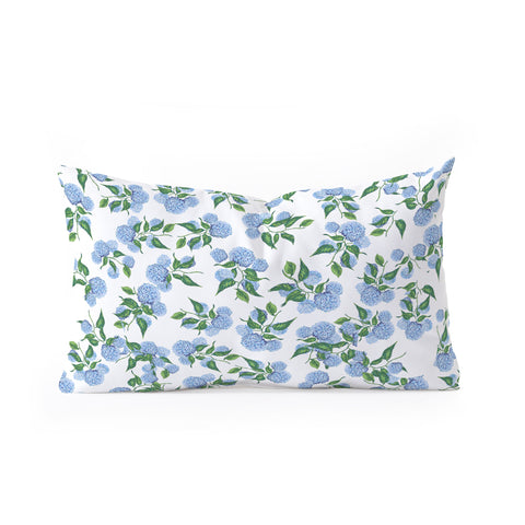 ChrissyInk Hydrangea blue flowers botanicals Oblong Throw Pillow