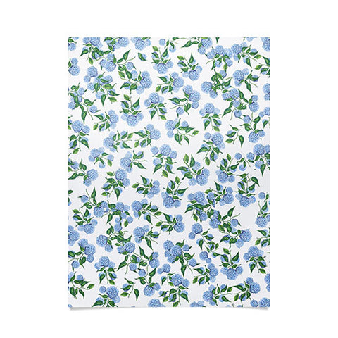 ChrissyInk Hydrangea blue flowers botanicals Poster