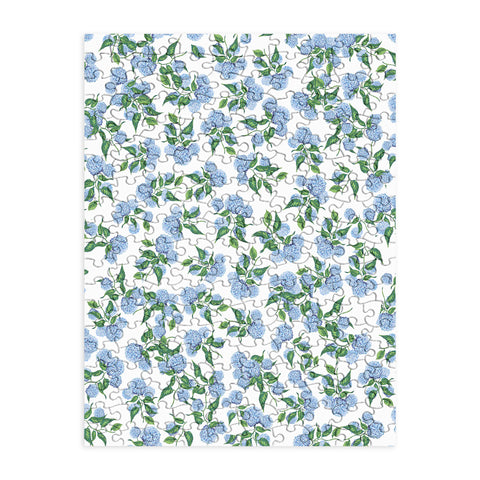 ChrissyInk Hydrangea blue flowers botanicals Puzzle