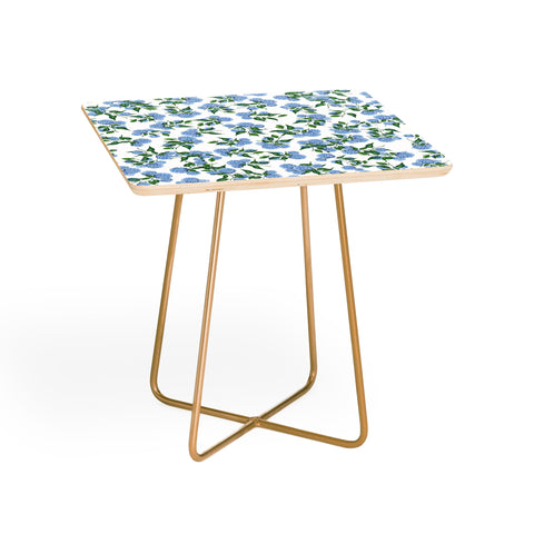 ChrissyInk Hydrangea blue flowers botanicals Side Table